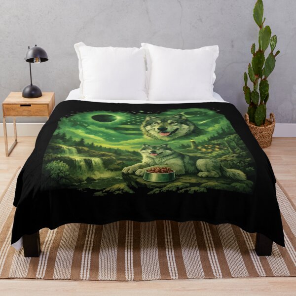 Item preview, Wolf Howling to The Moon Vintage 90s Retro Animal Wildlife Art designed and sold by BOUCHERIT amine.