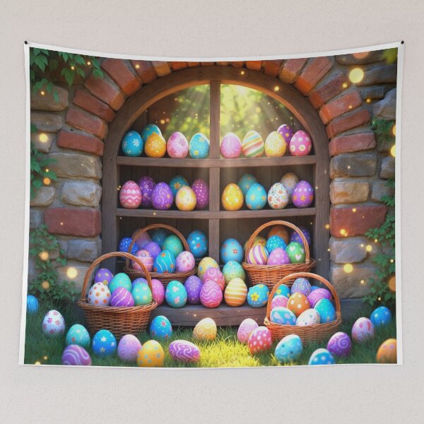 Item preview, Magical Easter Hobbit Window of Colorful Eggs designed and sold by PixelVibe782.