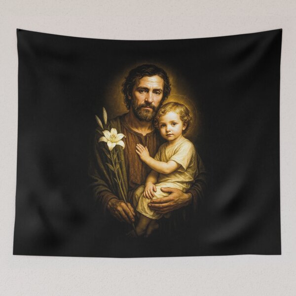 Item preview, Saint Joseph with Child Jesus Sacred Christian Art designed and sold by PSYNOVA.