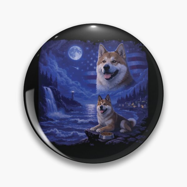 Artikelvorschau, Akita heult den Mond an – Vintage 90er Jahre Retro-Tierhund entworfen und verkauft von BOUCHERIT amine.