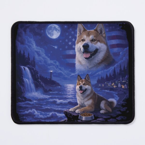 Artikelvorschau, Akita heult den Mond an – Vintage 90er Jahre Retro-Tierhund entworfen und verkauft von BOUCHERIT amine.
