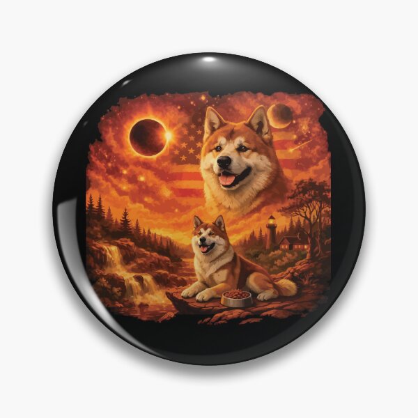 Artikelvorschau, Akita heult den Mond an – Vintage 90er Jahre Retro-Tierhund entworfen und verkauft von BOUCHERIT amine.