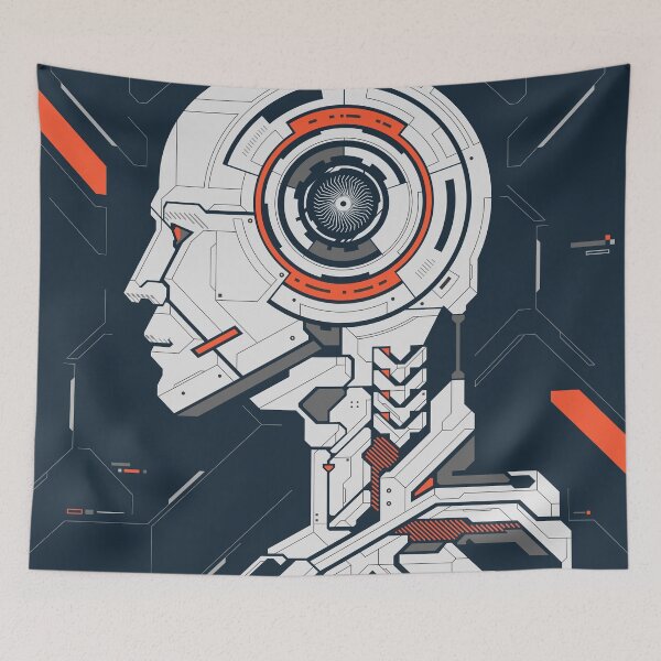 Item preview, concept of deep learning or machine learning, graphic of artificial intelligence combined with circuit board pattern designed and sold by NiamLab.