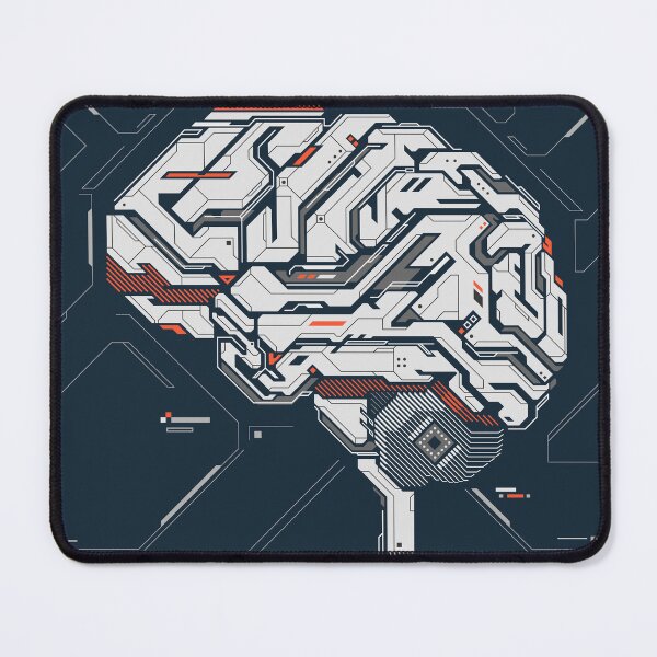 Item preview, concept of deep learning or machine learning, graphic of brain combined with circuit board pattern designed and sold by NiamLab.