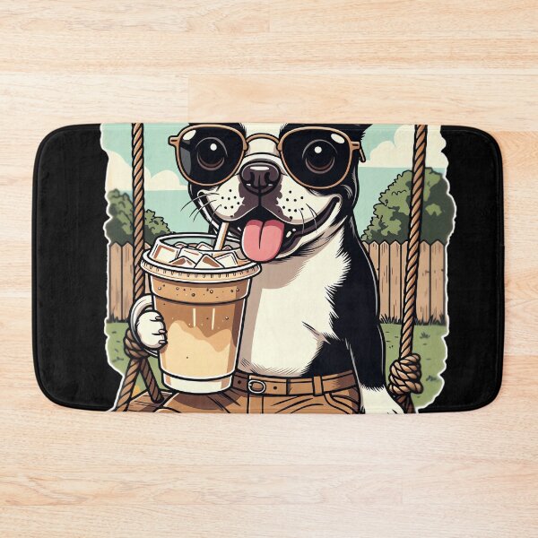 Item preview, Boston Terrier Drinking ice Coffee end Swing DIGOR designed and sold by AlisonPAnderson.