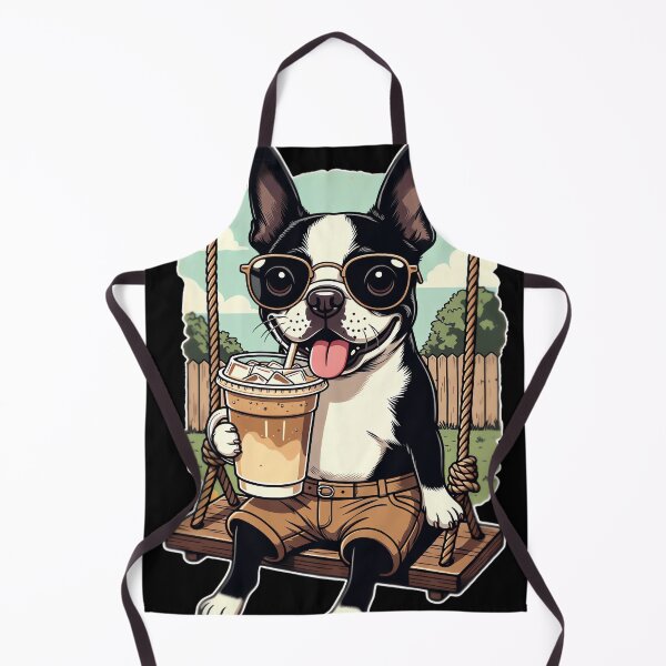 Item preview, Boston Terrier Drinking ice Coffee end Swing DIGOR designed and sold by AlisonPAnderson.