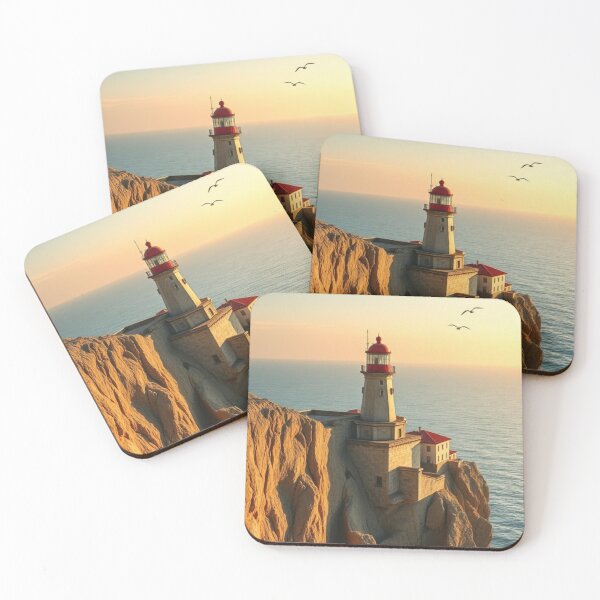 Item preview, Scenic Coastal Lighthouse Atop Jagged Cliffs designed and sold by Vida e Arte.