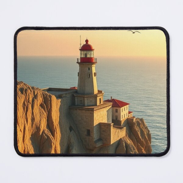 Item preview, Scenic Coastal Lighthouse Atop Jagged Cliffs designed and sold by Jade Ado.