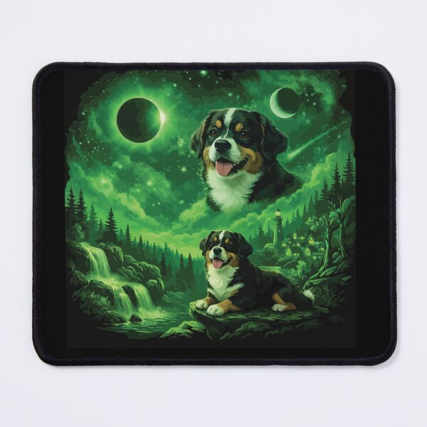 Item preview, Bernese Mountain Dog Howling to The Moon Vintage 90s Retro Animal Dog designed and sold by BOUCHERIT amine.