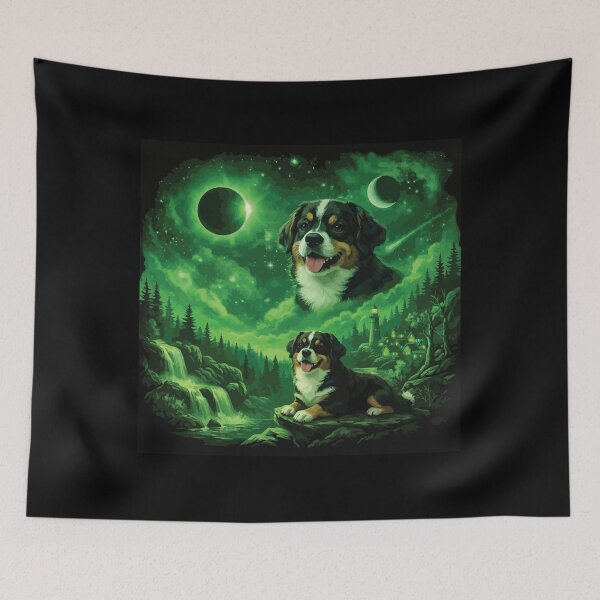 Item preview, Bernese Mountain Dog Howling to The Moon Vintage 90s Retro Animal Dog designed and sold by BOUCHERIT amine.