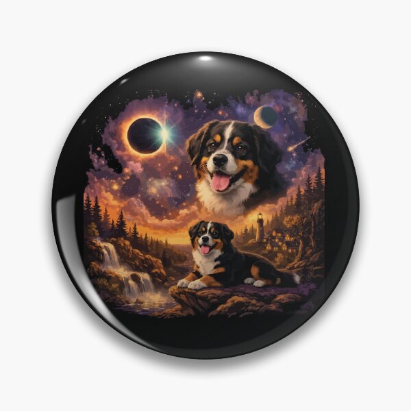Item preview, Bernese Mountain Dog Howling to The Moon Vintage 90s Retro Animal Dog designed and sold by BOUCHERIT amine.