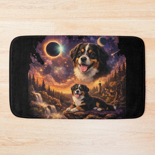 Item preview, Bernese Mountain Dog Howling to The Moon Vintage 90s Retro Animal Dog designed and sold by BOUCHERIT amine.