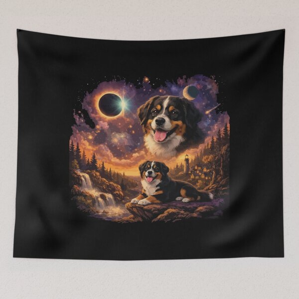 Item preview, Bernese Mountain Dog Howling to The Moon Vintage 90s Retro Animal Dog designed and sold by BOUCHERIT amine.