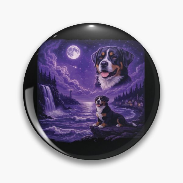 Item preview, Bernese Mountain Dog Howling to The Moon Vintage 90s Retro Animal Dog designed and sold by BOUCHERIT amine.