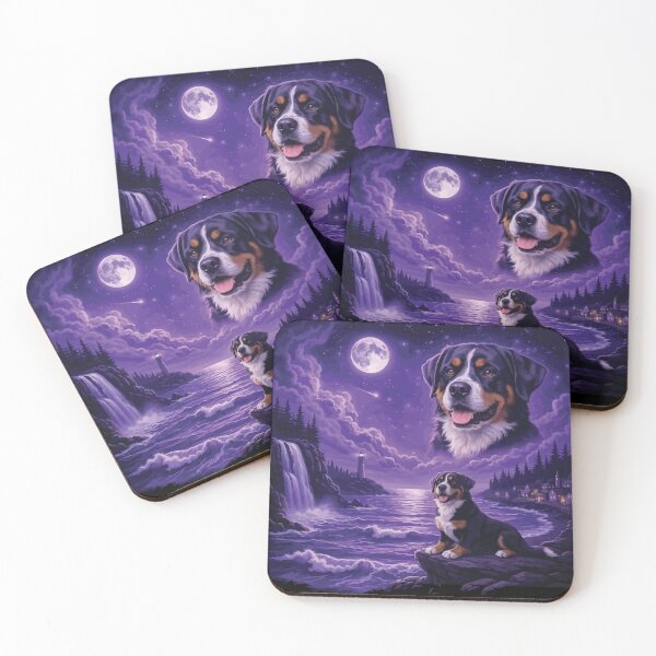 Item preview, Bernese Mountain Dog Howling to The Moon Vintage 90s Retro Animal Dog designed and sold by BOUCHERIT amine.