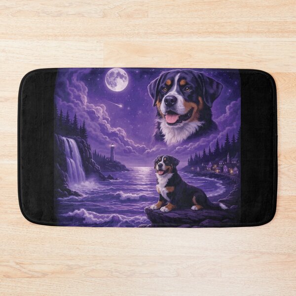 Item preview, Bernese Mountain Dog Howling to The Moon Vintage 90s Retro Animal Dog designed and sold by BOUCHERIT amine.