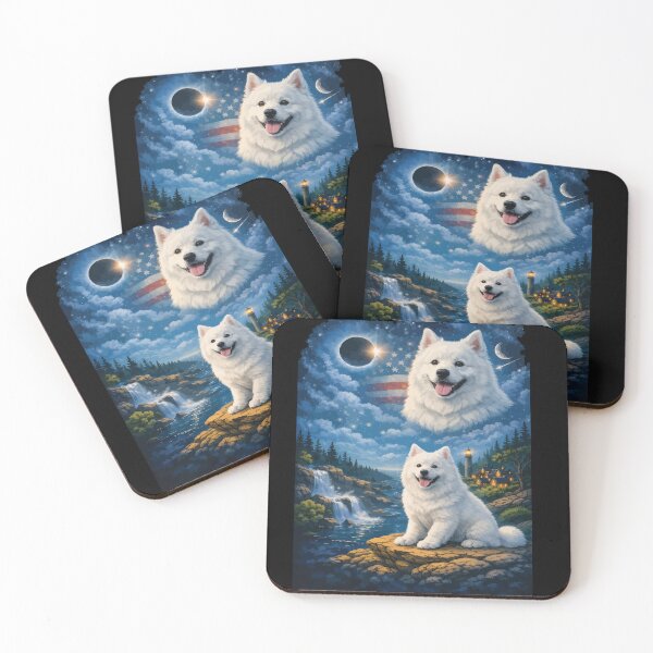 Item preview, Samoyed Howling to The Moon Vintage 90s Retro Animal Dog designed and sold by BOUCHERIT amine.