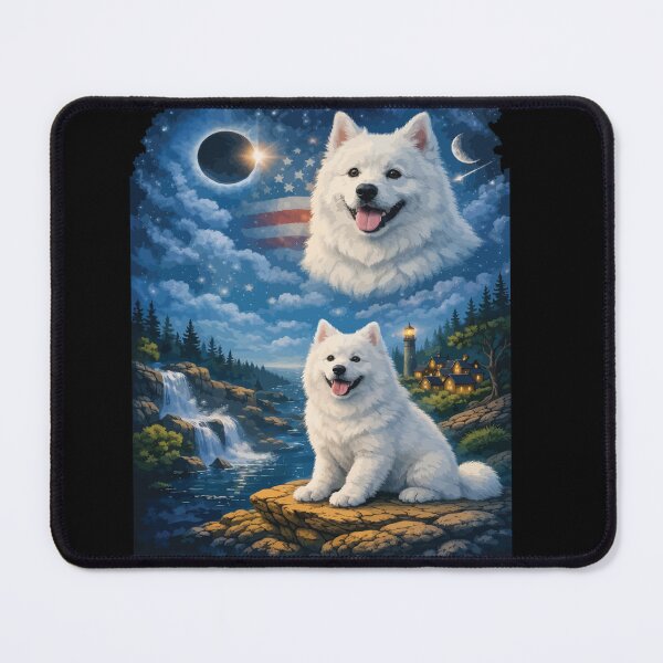 Item preview, Samoyed Howling to The Moon Vintage 90s Retro Animal Dog designed and sold by BOUCHERIT amine.