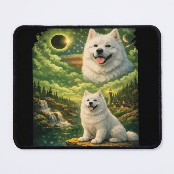 Item preview, Samoyed Howling to The Moon Vintage 90s Retro Animal Dog designed and sold by BOUCHERIT amine.
