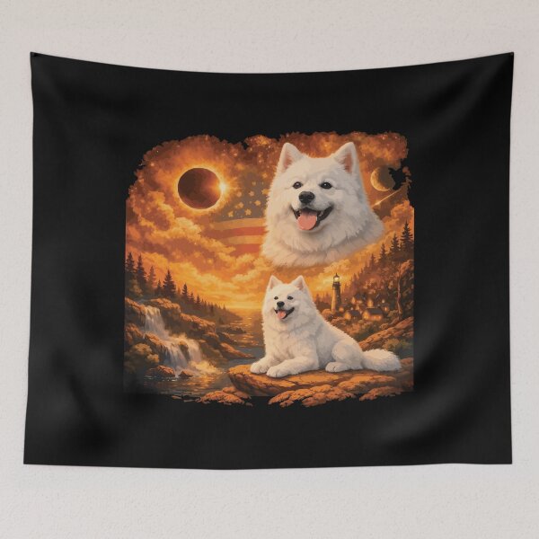 Item preview, Samoyed Howling to The Moon Vintage 90s Retro Animal Dog designed and sold by BOUCHERIT amine.