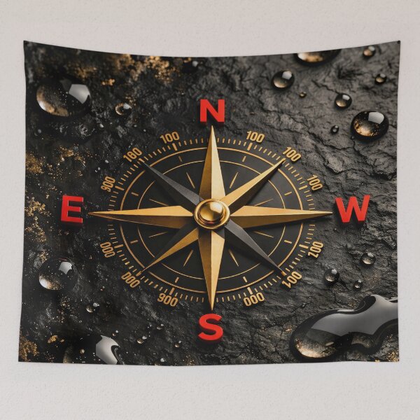 Item preview, Gold Compass Rose on Black Stone designed and sold by Kaleidoscope Print.