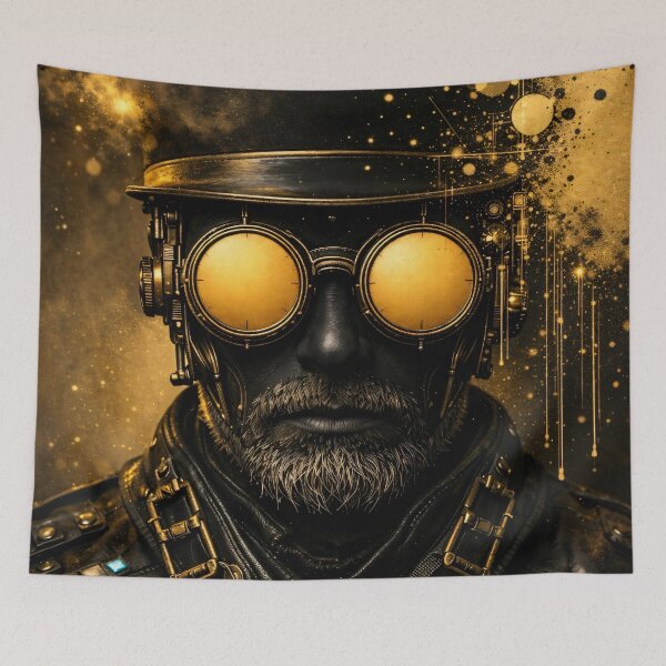 Item preview, Steampunk Gentleman Portrait in Gold and Black designed and sold by Kaleidoscope Print.