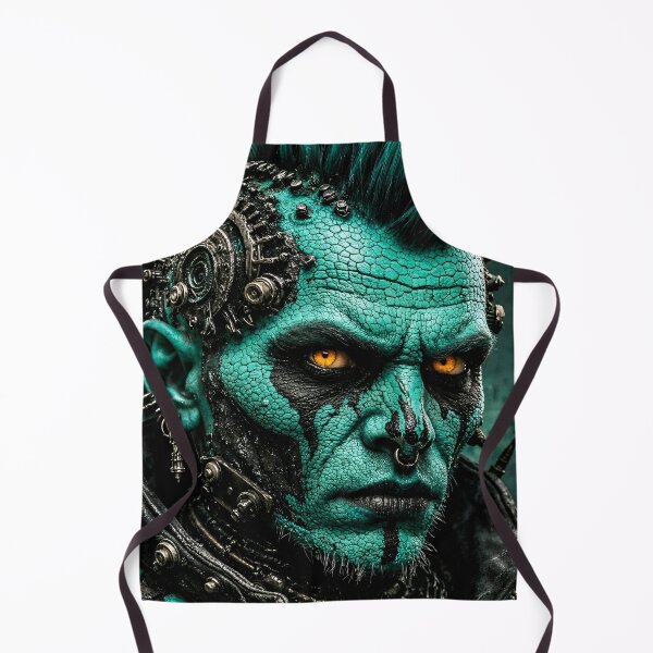 Item preview, Cyberpunk Punk Warrior Portrait in Teal and Black designed and sold by Kaleidoscope Print.