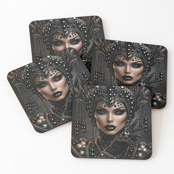 Item preview, Black Gothic Queen Portrait with Pearl Headdress designed and sold by Kaleidoscope Print.