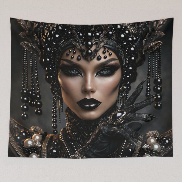 Item preview, Black Gothic Queen Portrait with Pearl Headdress designed and sold by Kaleidoscope Print.