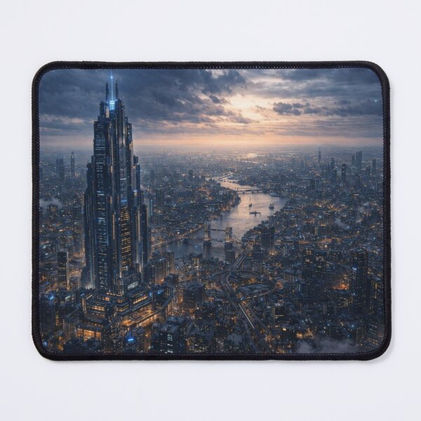 Item preview, Futuristic London Megacity Skyline Wall Art | Sci-Fi Cyberpunk Cityscape | Thames Skyline Night Print designed and sold by Element Horizon Studio.