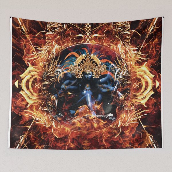 Item preview, Cosmic Divinity : Kali the Goddess of Fire & Golden Spears designed and sold by yuvimaginaria.