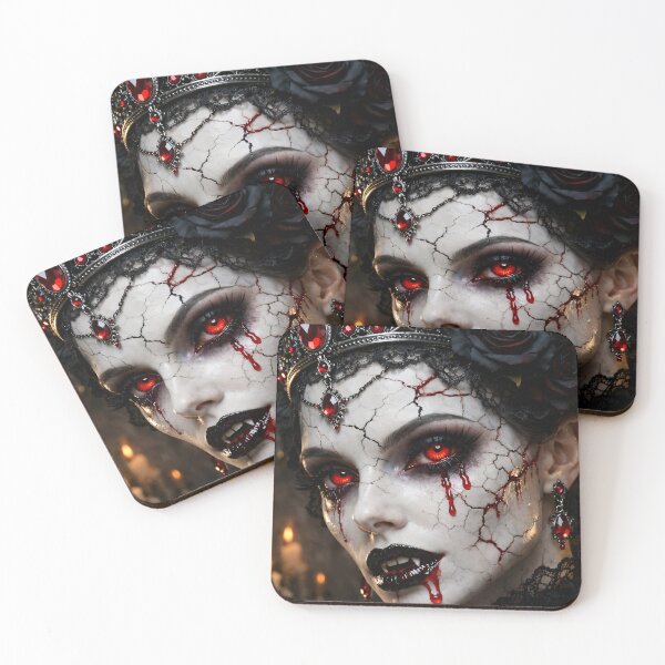 Item preview, Vampire Queen Gothic Portrait with Blood Red Eyes designed and sold by Kaleidoscope Print.