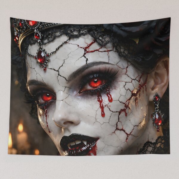 Item preview, Vampire Queen Gothic Portrait with Blood Red Eyes designed and sold by Kaleidoscope Print.