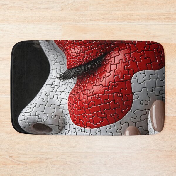 Item preview, Red Puzzle Face Surreal Portrait Art designed and sold by Kaleidoscope Print.