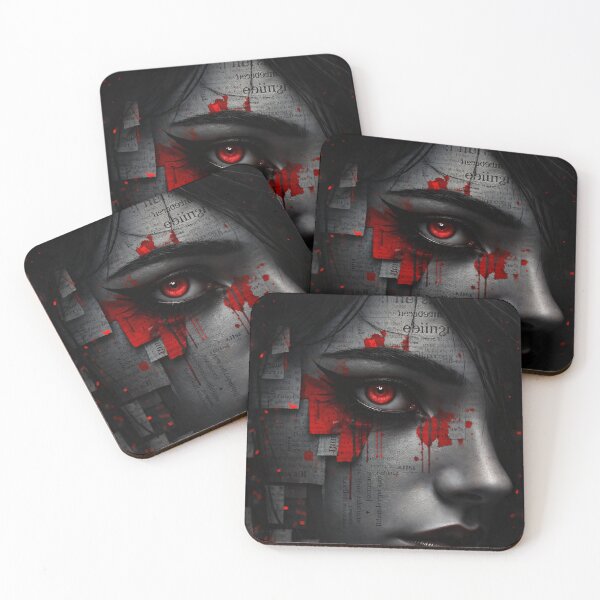 Item preview, Red Eye Gothic Newspaper Collage Portrait designed and sold by Kaleidoscope Print.