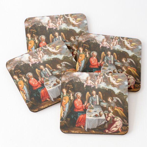 Item preview, Baroque Christ Supper with Angels Religious Biblical Painting designed and sold by TheSoulOfArt.
