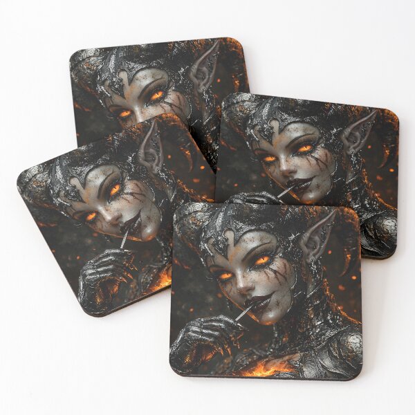 Item preview, Dark Demon Queen with Glowing Ember Eyes designed and sold by Kaleidoscope Print.