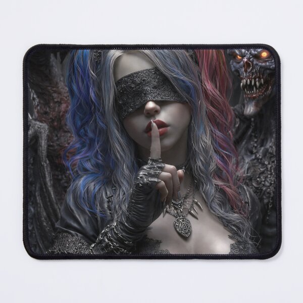 Item preview, Blindfolded Gothic Girl with Demons Dark Fantasy Art designed and sold by Kaleidoscope Print.