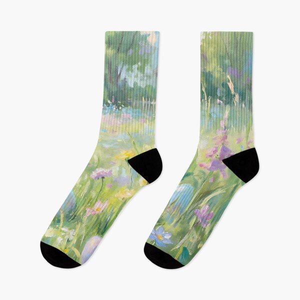 Item preview, Pastel Easter Eggs in Wildflower Meadow – Cottagecore Spring Oil Painting Landscape designed and sold by cr6zym1nd.