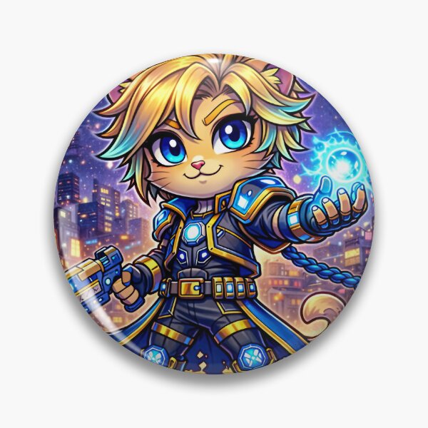 Item preview, Ezreal Neon Arcane Cat – Cute Gamer Chibi Design designed and sold by Lunatik Cat.