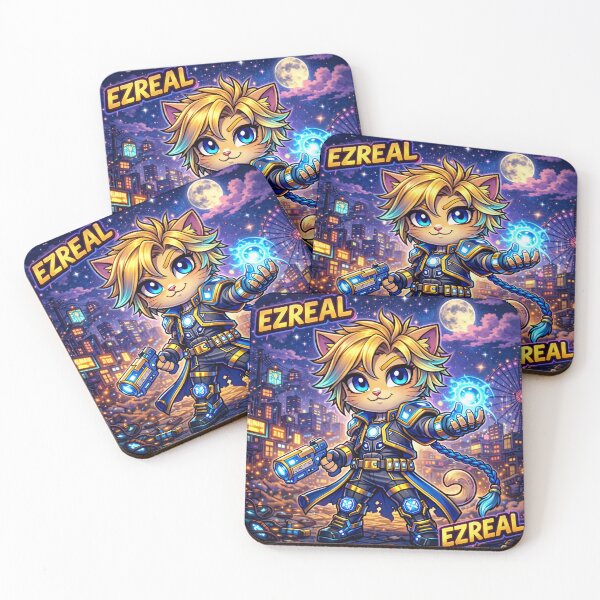 Item preview, Ezreal Neon Arcane Cat – Cute Gamer Chibi Design designed and sold by Lunatik Cat.