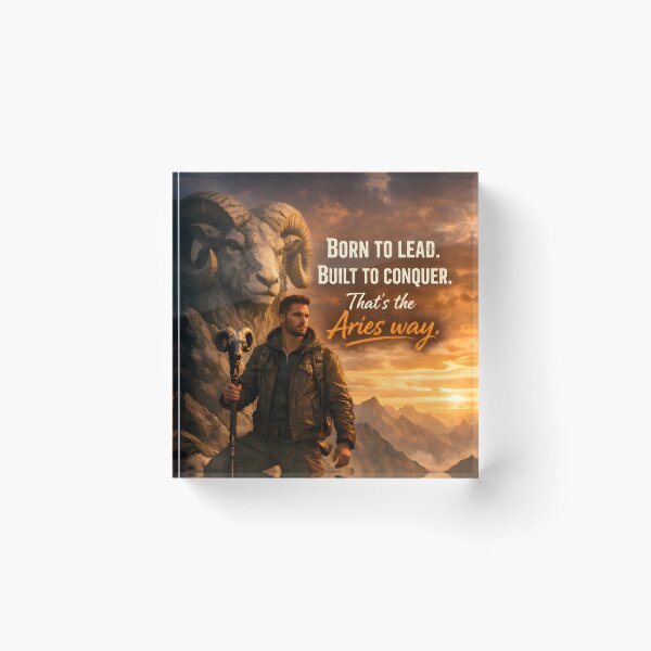Item preview, Aries Born to Lead Warrior Sunset Quote designed and sold by Zodiac Celestial Art.