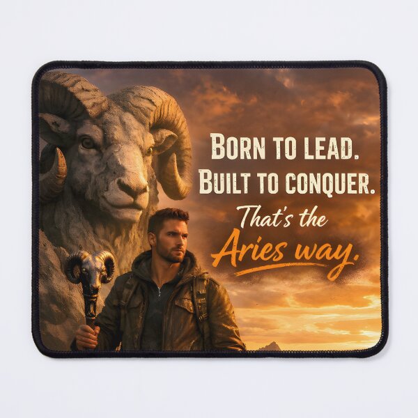 Item preview, Aries Born to Lead Warrior Sunset Quote designed and sold by Zodiac Celestial Art.