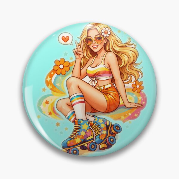 Item preview, Retro Roller Girl Groovy 70s Skater Illustration designed and sold by CzipipitoStudio.