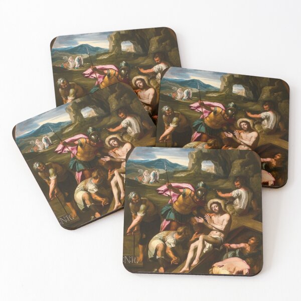 Item preview, Preparation for Crucifixion Baroque Christ Passion Religious Painting designed and sold by TheSoulOfArt.