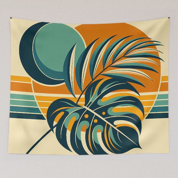 Item preview, Abstract Tropical Leaves and Sun Shapes designed and sold by InkSmithery.
