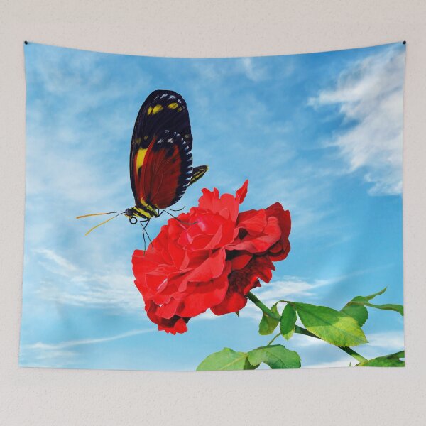Item preview, Tiger longwing butterfly pollinating a rose Don Juan flower designed and sold by Peter Etchells.