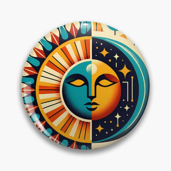 Item preview, Celestial Sun Moon Face Geometry designed and sold by InkSmithery.