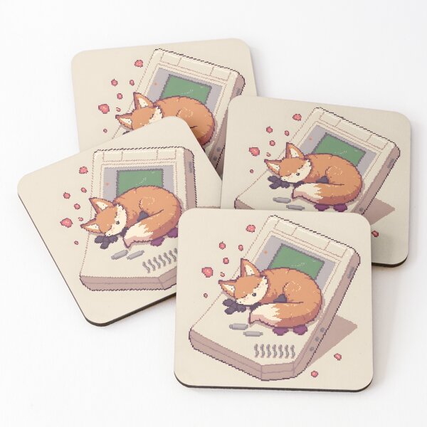 Artikelvorschau, Gemütlicher Chibi-Fuchs-Game-Boy-Schlafaufkleber entworfen und verkauft von ThePixelArchive.