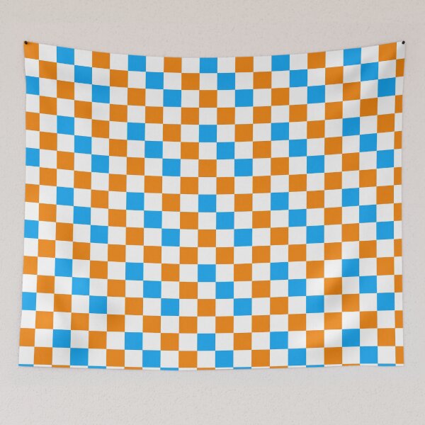 Item preview,  Orange White Blue Checkered Pattern Design  designed and sold by PatternTitan.